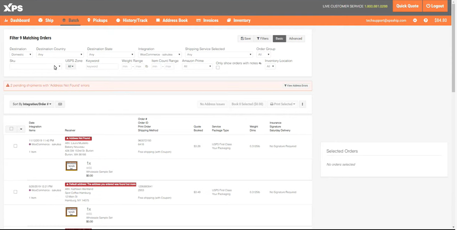screenshot of Descartes XPS Ship